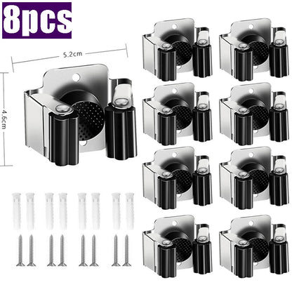 4PCS GripLock™ Stainless Steel Mop & Broom Holder – Smart Wall Organizer[🇺🇸US Shipping 3-5days]