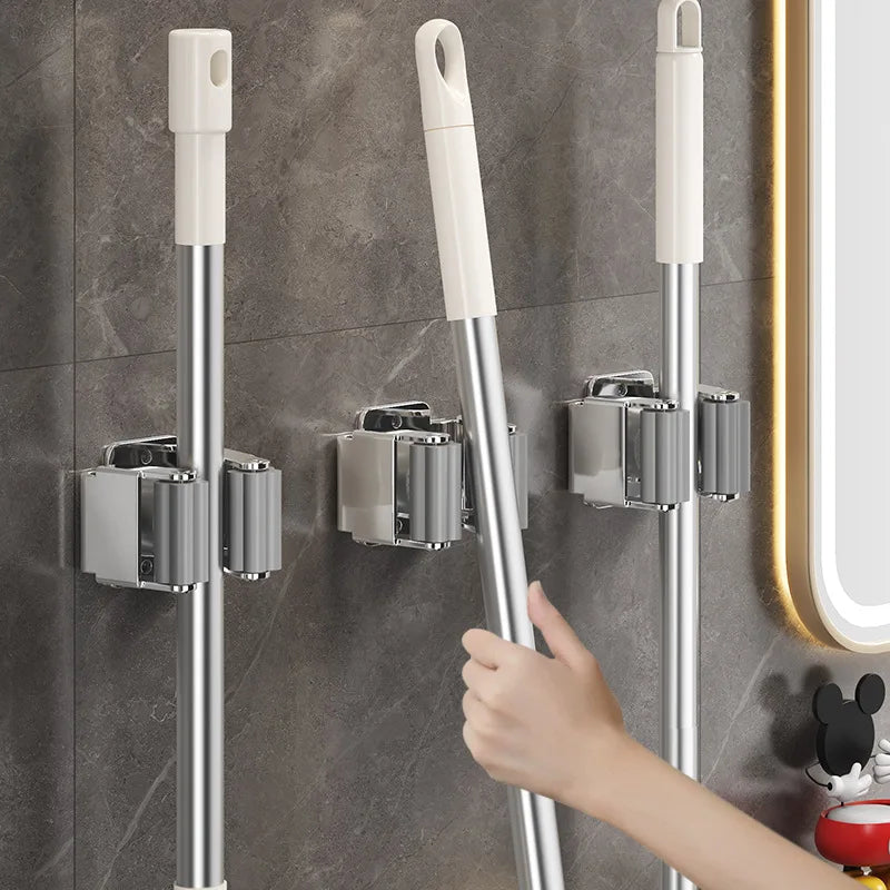 4PCS GripLock™ Stainless Steel Mop & Broom Holder – Smart Wall Organizer[🇺🇸US Shipping 3-5days]