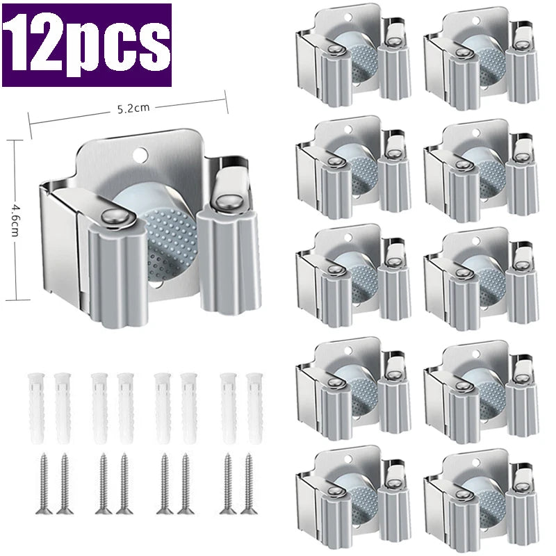 4PCS GripLock™ Stainless Steel Mop & Broom Holder – Smart Wall Organizer[🇺🇸US Shipping 3-5days]