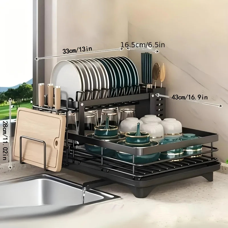 DryEase™ 2-Tier Dish Drying Rack – Clean Space, Smart Storage[🇺🇸US Shipping 3-5days]