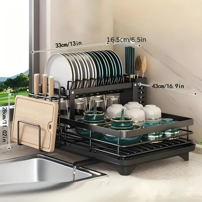 DryEase™ 2-Tier Dish Drying Rack – Clean Space, Smart Storage[🇺🇸US Shipping 3-5days]