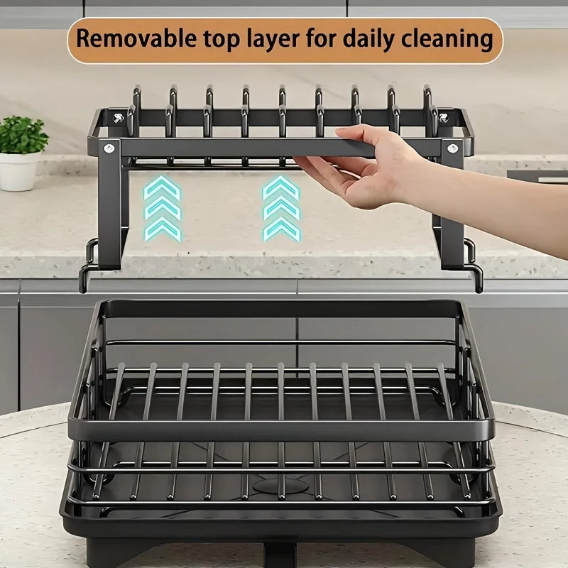 DryEase™ 2-Tier Dish Drying Rack – Clean Space, Smart Storage[🇺🇸US Shipping 3-5days]