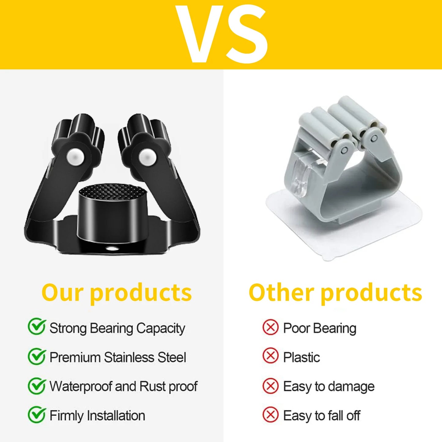 4PCS GripLock™ Stainless Steel Mop & Broom Holder – Smart Wall Organizer[🇺🇸US Shipping 3-5days]