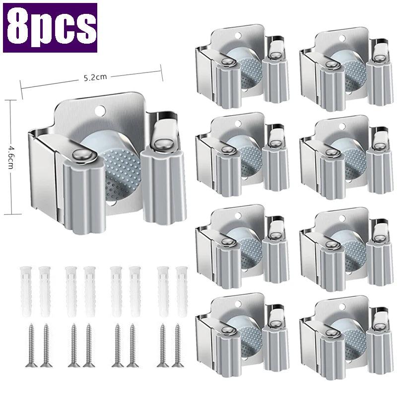 4PCS GripLock™ Stainless Steel Mop & Broom Holder – Smart Wall Organizer[🇺🇸US Shipping 3-5days]