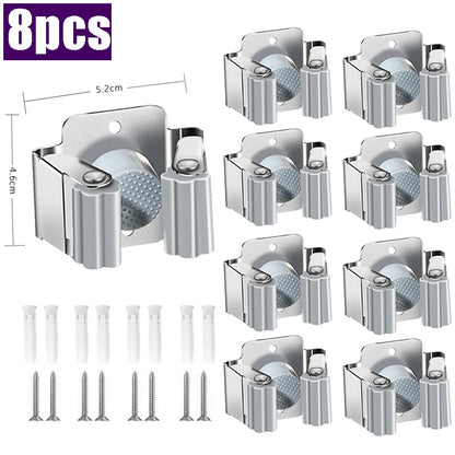 4PCS GripLock™ Stainless Steel Mop & Broom Holder – Smart Wall Organizer[🇺🇸US Shipping 3-5days]