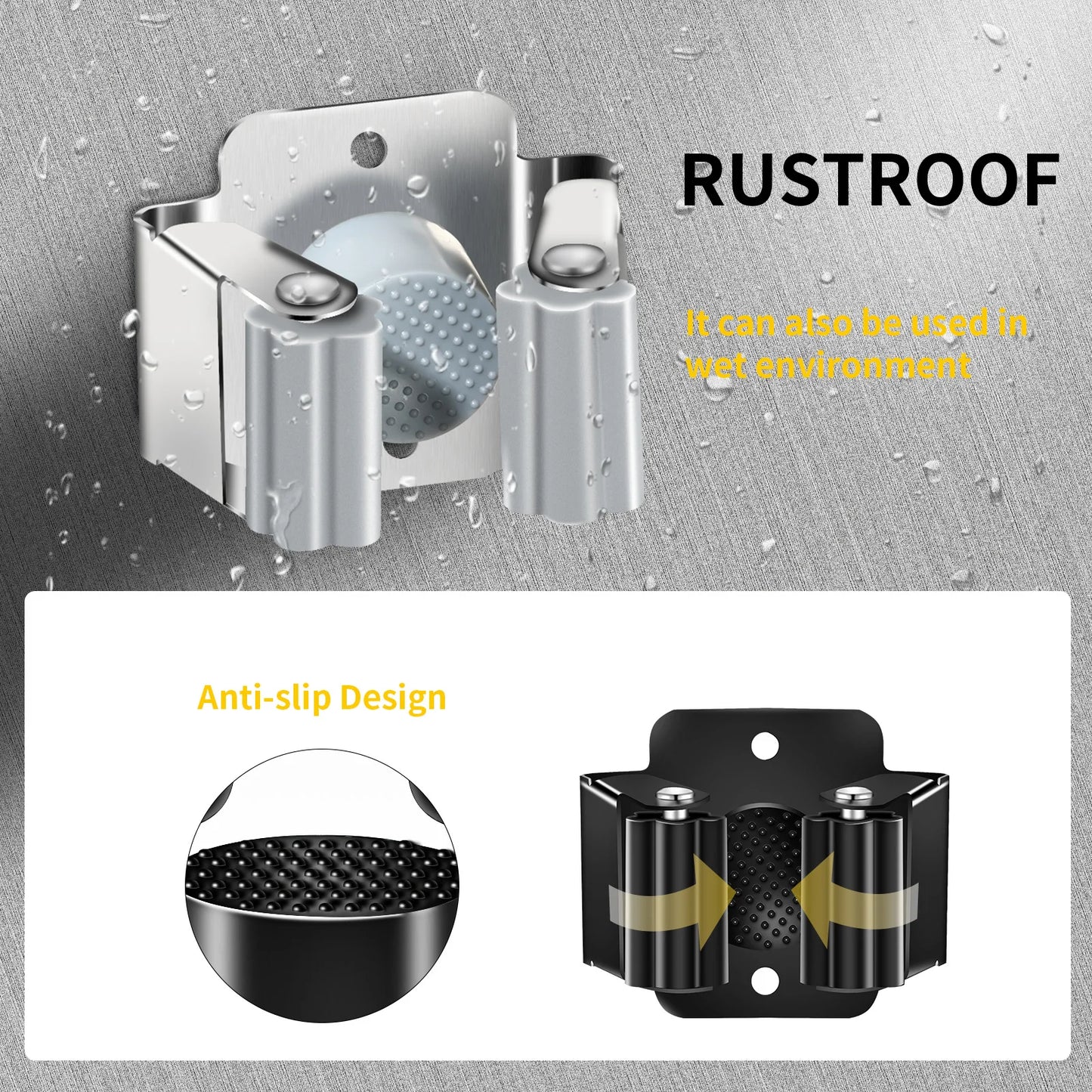 4PCS GripLock™ Stainless Steel Mop & Broom Holder – Smart Wall Organizer[🇺🇸US Shipping 3-5days]