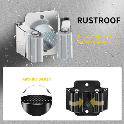 4PCS GripLock™ Stainless Steel Mop & Broom Holder – Smart Wall Organizer[🇺🇸US Shipping 3-5days]