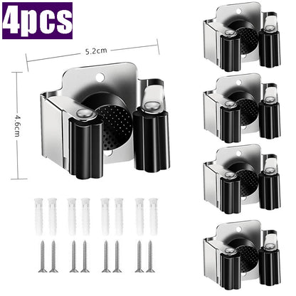 4PCS GripLock™ Stainless Steel Mop & Broom Holder – Smart Wall Organizer[🇺🇸US Shipping 3-5days]