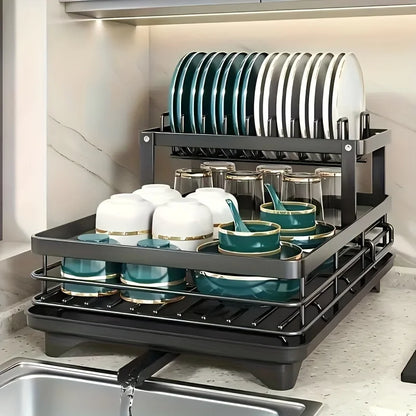 DryEase™ 2-Tier Dish Drying Rack – Clean Space, Smart Storage[🇺🇸US Shipping 3-5days]