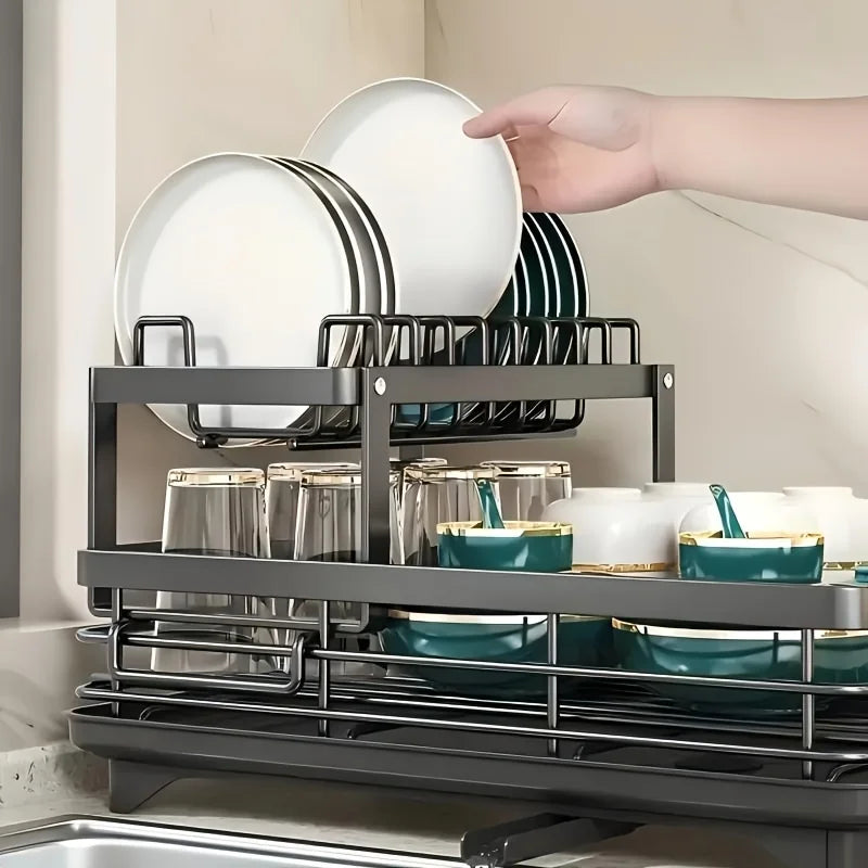 DryEase™ 2-Tier Dish Drying Rack – Clean Space, Smart Storage[🇺🇸US Shipping 3-5days]