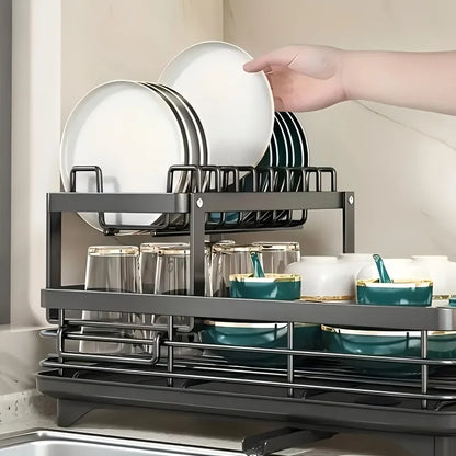 DryEase™ 2-Tier Dish Drying Rack – Clean Space, Smart Storage[🇺🇸US Shipping 3-5days]